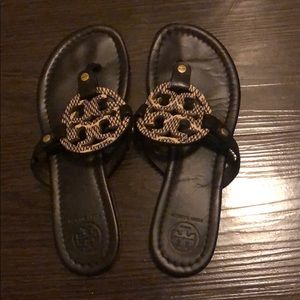 Brown Snake Print Tory Burch Miller Sandals